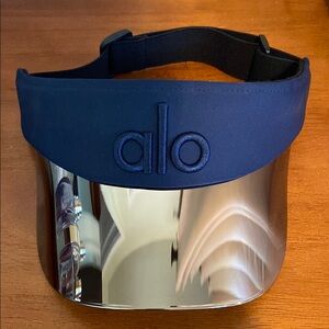 ALO Yoga Blue Visor with Reflective Silver Brim